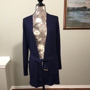 Michael Kors Ribbed Belted Cardigan